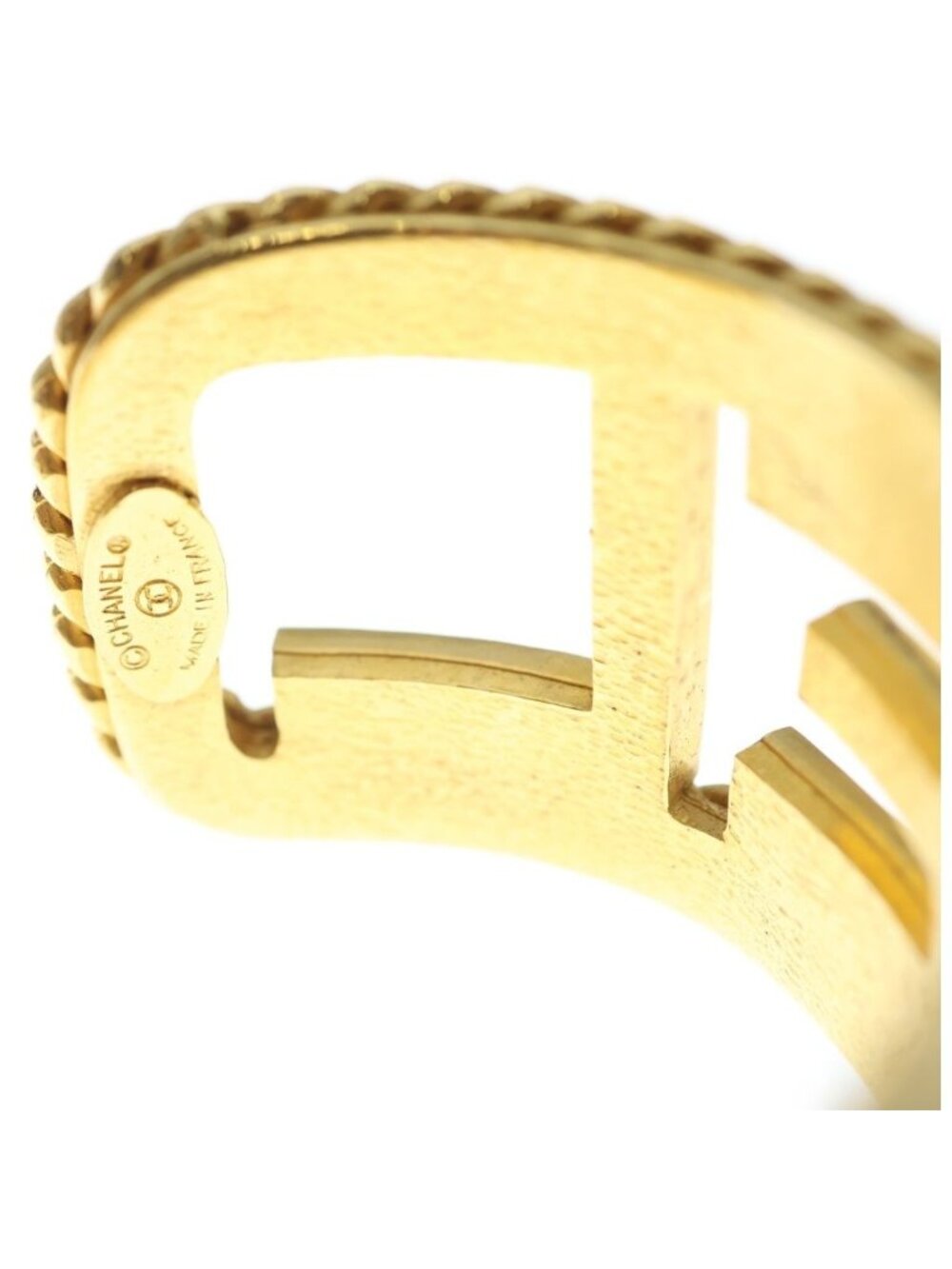 Chanel Logo Rhinestone Bangle Bracelet Gold - Picture 5 of 6